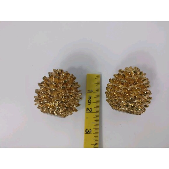 2 Dept 56 Gold Tone Pinecones Christmas Winter Decor - Picture 7 of 8